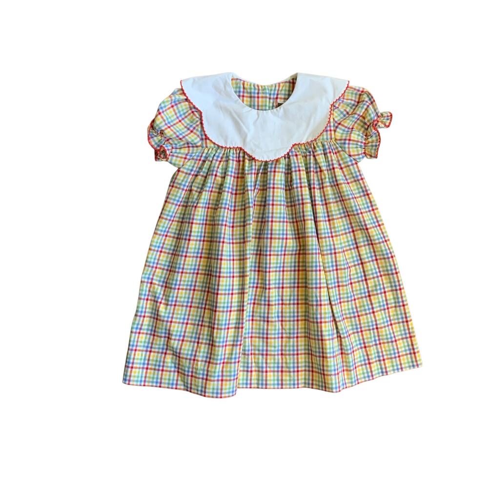 Banana Split Plaid Scallop Collared Dress